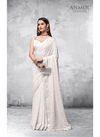 White Colour Designer Georgette Party Wear Heavy Worked Saree 2107